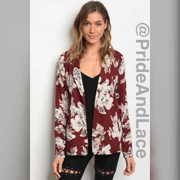 Lulus Jackets & Blazers - LAST 1️⃣🔴BURGUNDY / TAUPE FLORAL BLAZER🔴